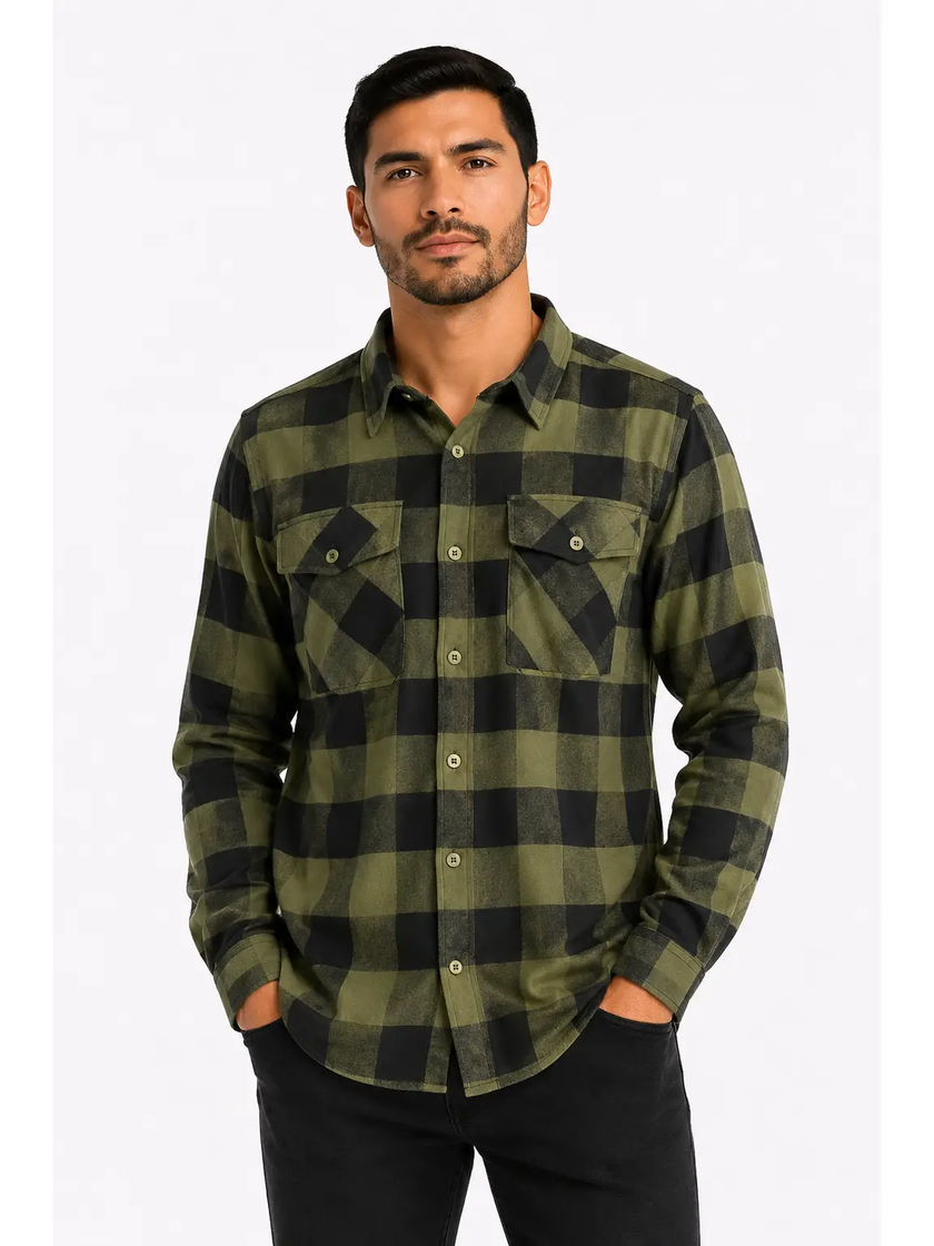 Checkered LS Flannel Button Down Shirt
