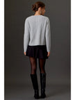 Jillian Glitter Pointelle Sweater, grey-back