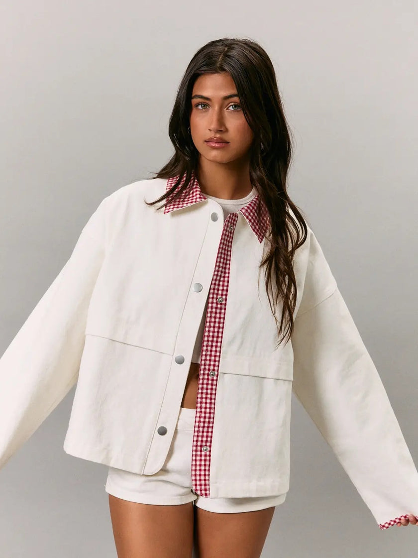 Jacket with Gingham Trim