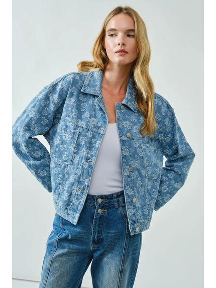 Vintage Flower Soft Denim Jacket