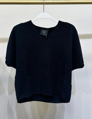 ITALIAN V-NECK S/S SWEATER KNIT TOP