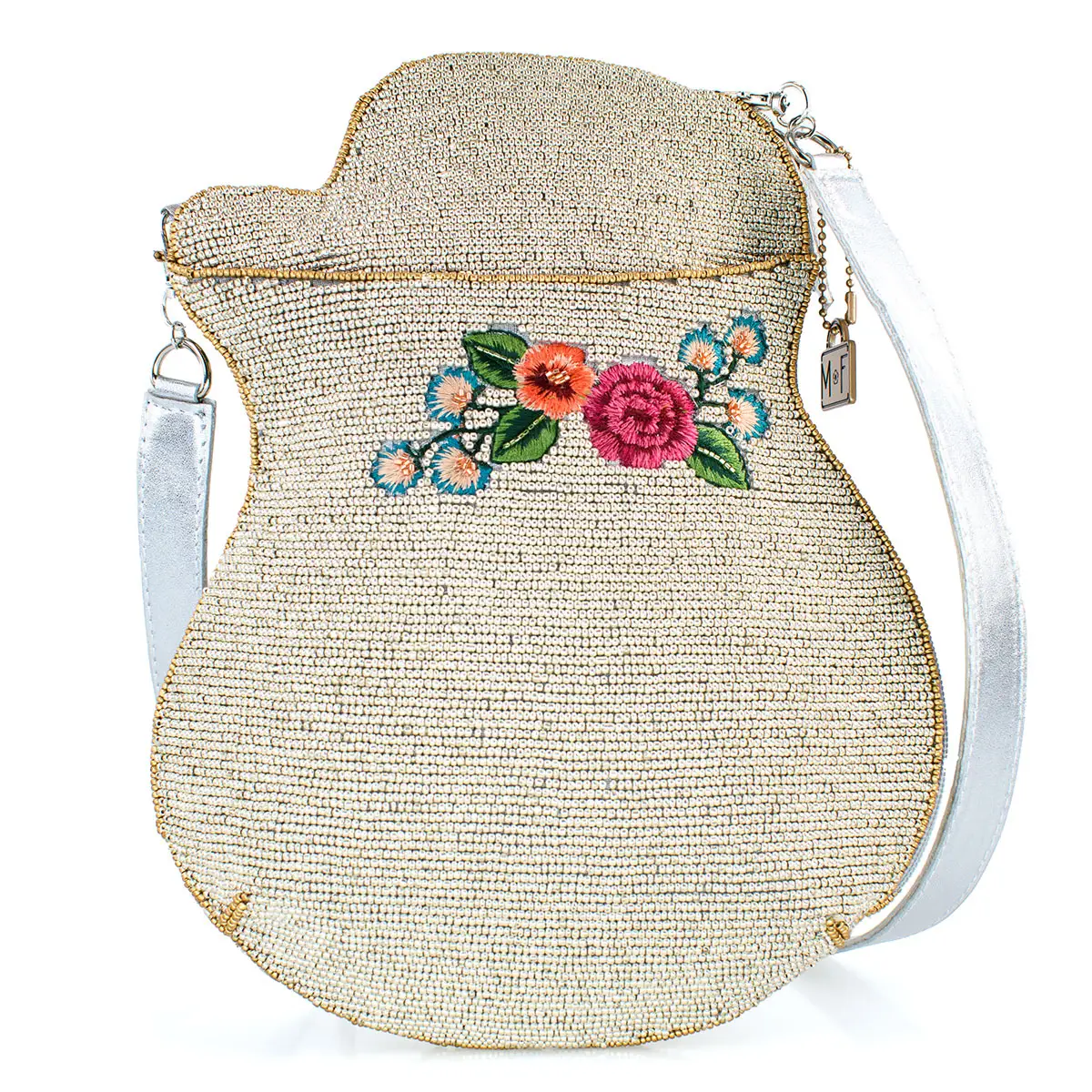 Metallic Melody Flower and Wings Guitar Crossbody Handbag back