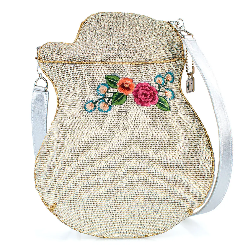 Metallic Melody Flower and Wings Guitar Crossbody Handbag back