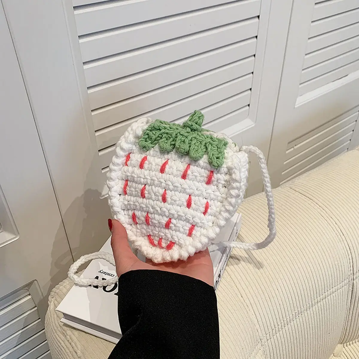 Cute Casual Mini Strawberry Crossbody BAG White