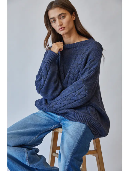 Oversized Cable Knit Sweater side