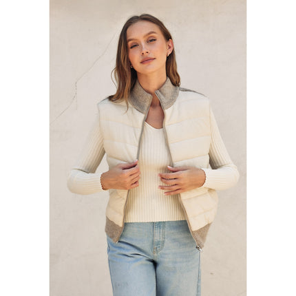 Sherpa & Puff Contrast Vest cream/oat front
