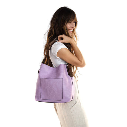 Joy Hobo 2 In 1 Handbag Soft Purple / Coffee Handle