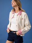 Jacket with Gingham Trim and Dog EMB
