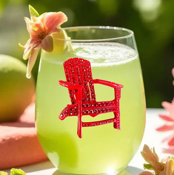 Beach Chair Jeweled Stemless Wine Glass