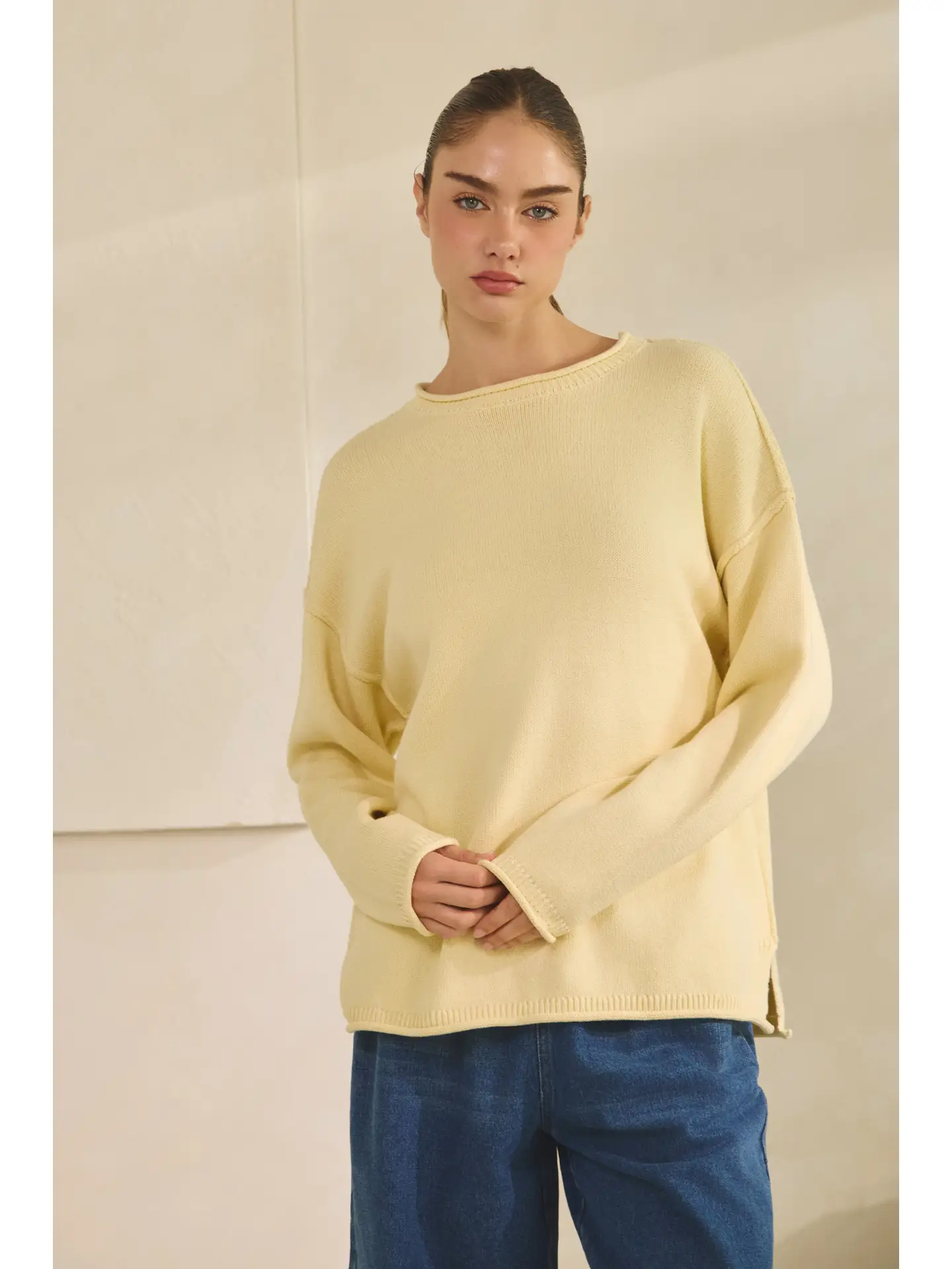 Inside Out Roll Neck Pullover Sweater