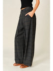 Audrey Classic Plaid Pleated Pants, grey multi-side