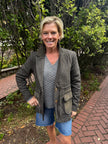 Giselle Wool Blend Suede Contrast Blazer