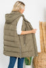 River Long Hoodie Puffer Vest W Hood | Olive