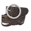 Hand Braided Leather Belt with Classic Round Buckle