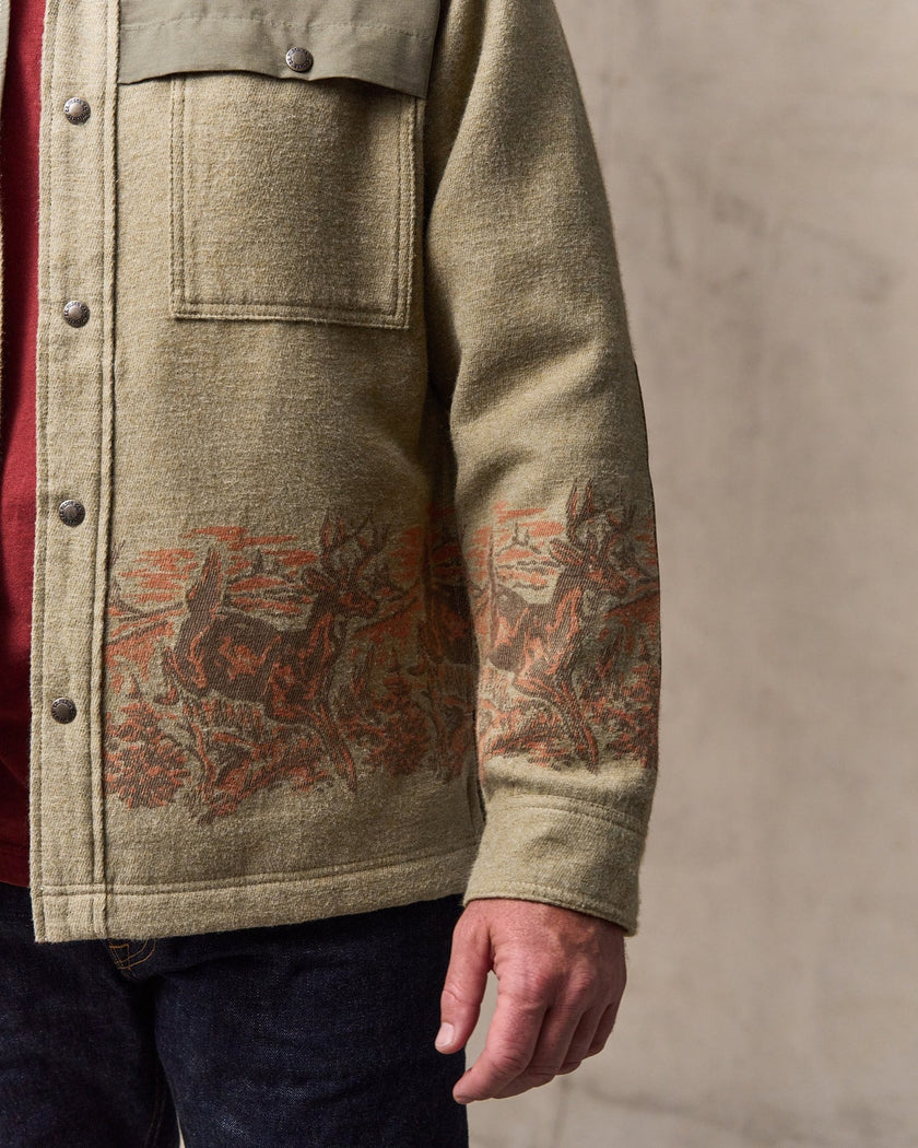 Filson Colchuck forester Jac-Shirt sage heather pattern close up
