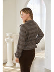 Shelly's Plaid Trench Jacket, brown plaid-back