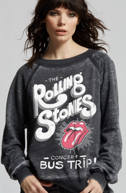 Recycled Karma  Rolling Stones Bus Trip Sweatshirt  Black