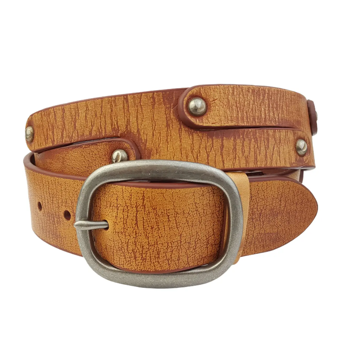 Vintage Distressed Studded Leather Jean belt