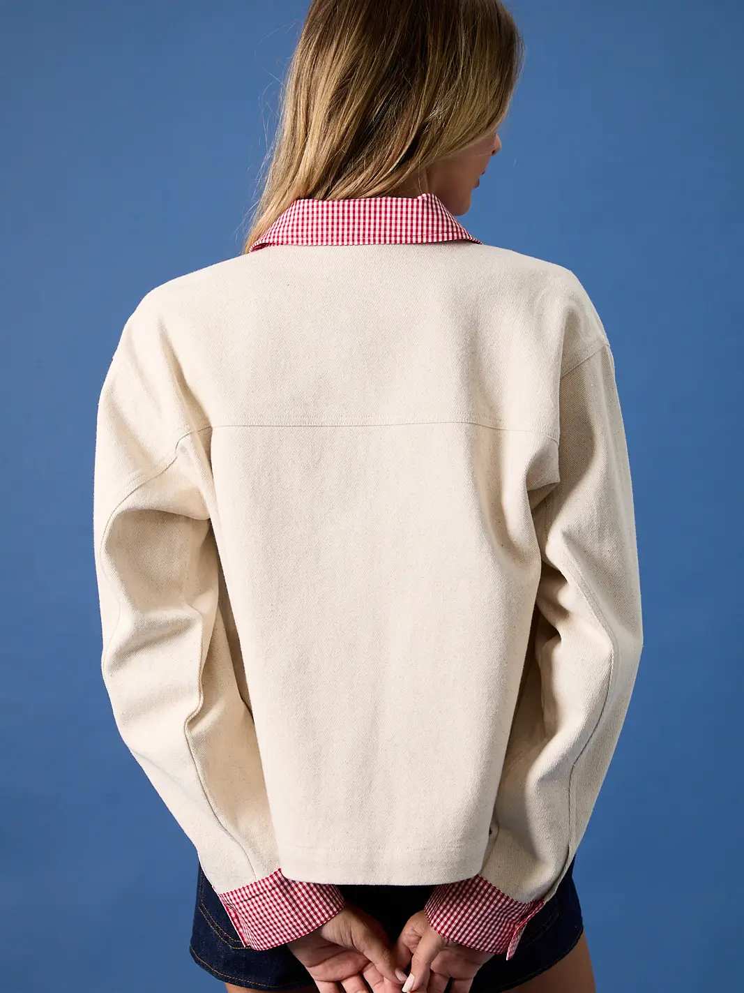 Jacket with Gingham Trim and Dog EMB