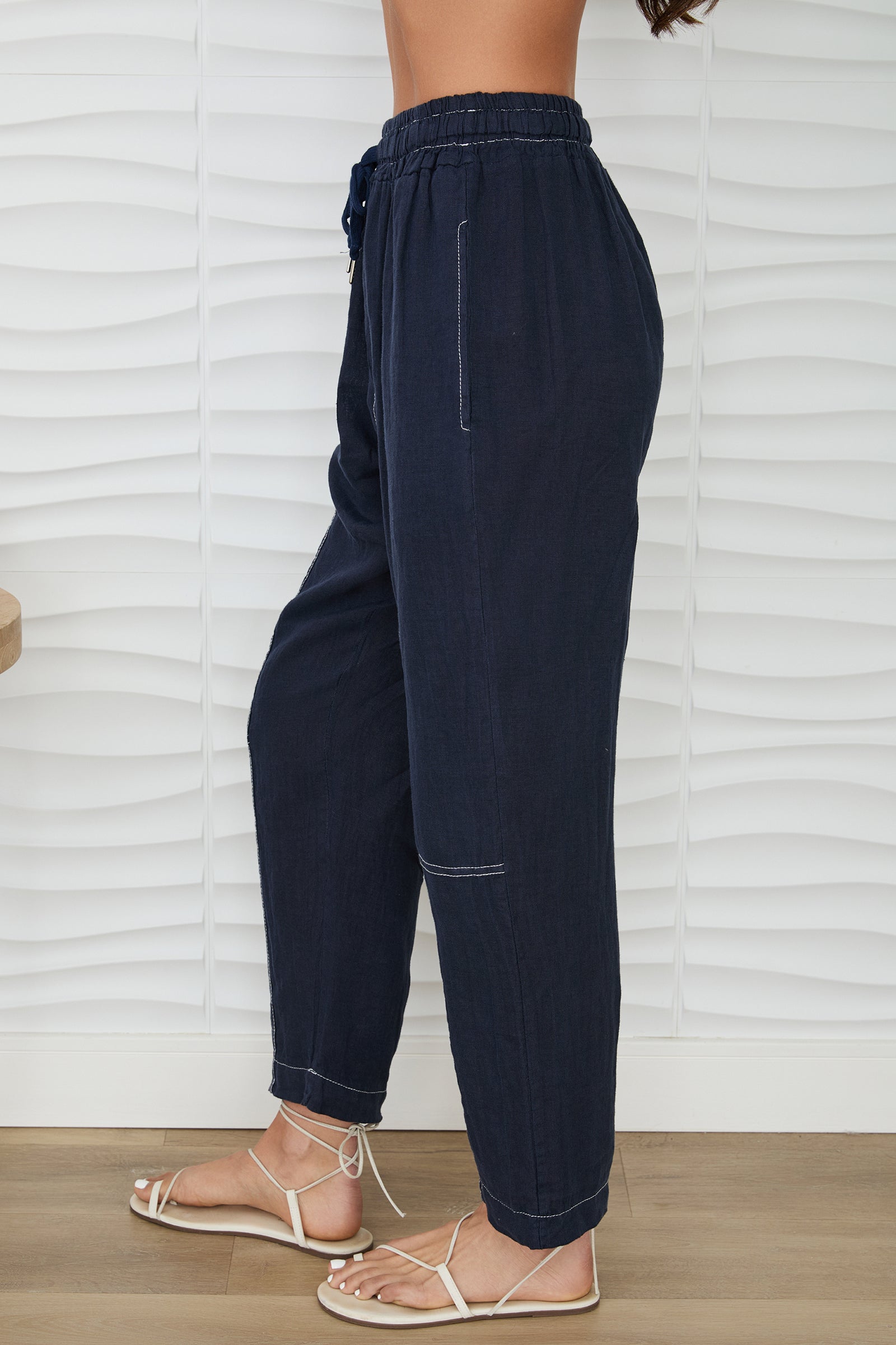 Drawstring Waistband Edge Stitch Detail