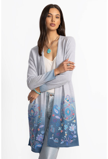 Nelly Long Midi Cardigan Light Grey