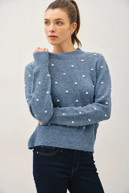 Ultra Soft Cozy Dotted Crewneck Sweater