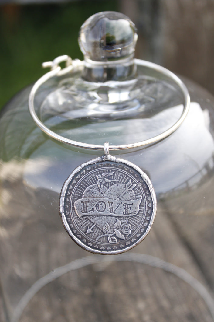 Love/Hate Bangle Bracelet close up