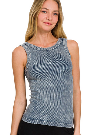 Lydia 2 Way Neckline Washed Ribbed Cropped Tank blackberry