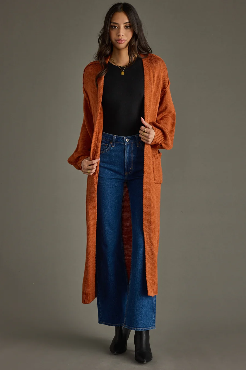 Duster Cardigan rust front