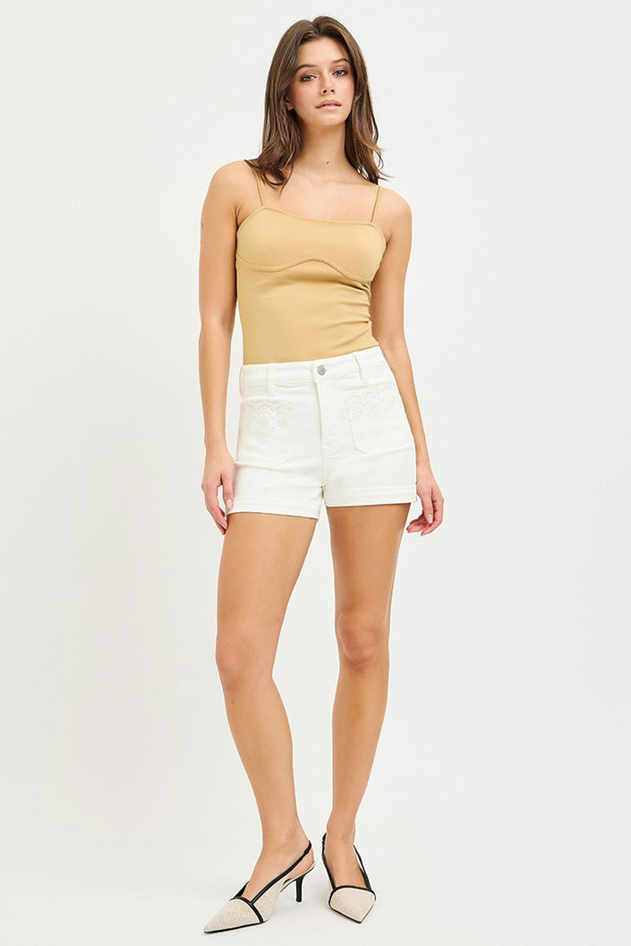 Janice High Rise Scalloped EMB Short