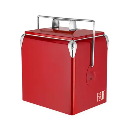 Vintage Metal Cooler with Bottle Opener - Red 