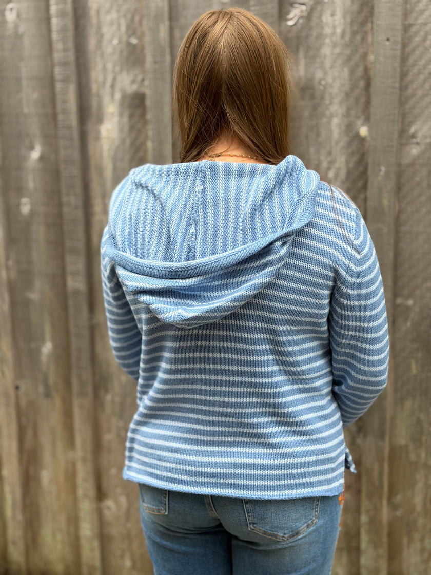 Coastal Stripe Lightweight Hoodie Sweater