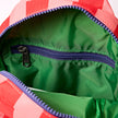 Willesden B Large Sustainable Scooter Bag | Circus Print, red pink stripe-green interior detail
