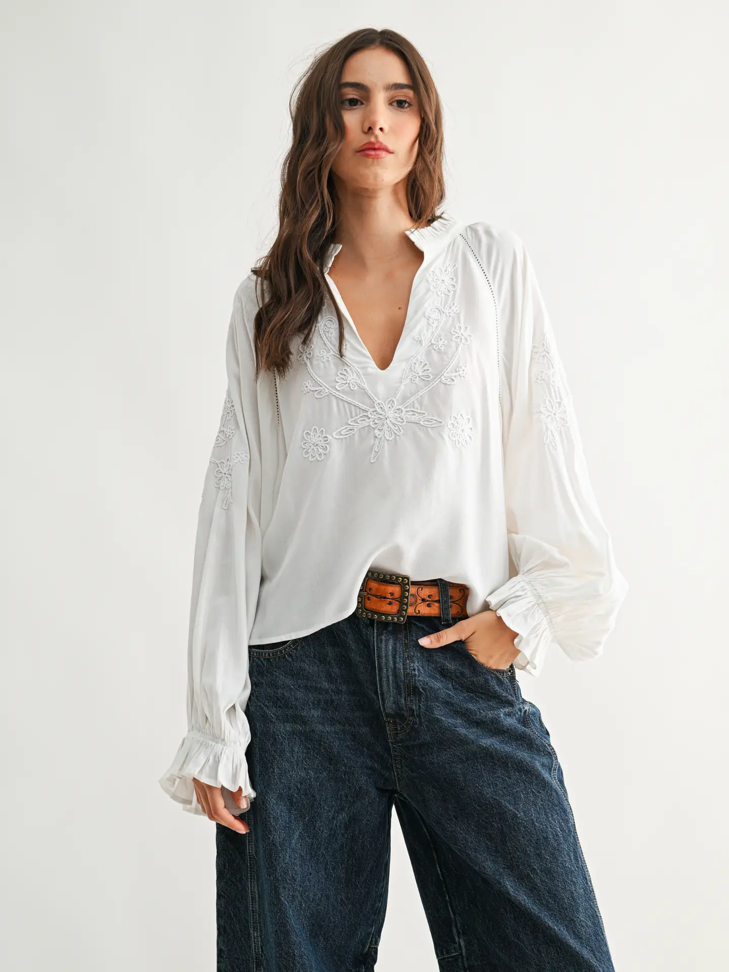 Boho White Peasant Blouse