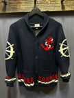 Varsity Chunky Sailboat Cardigan navy base front