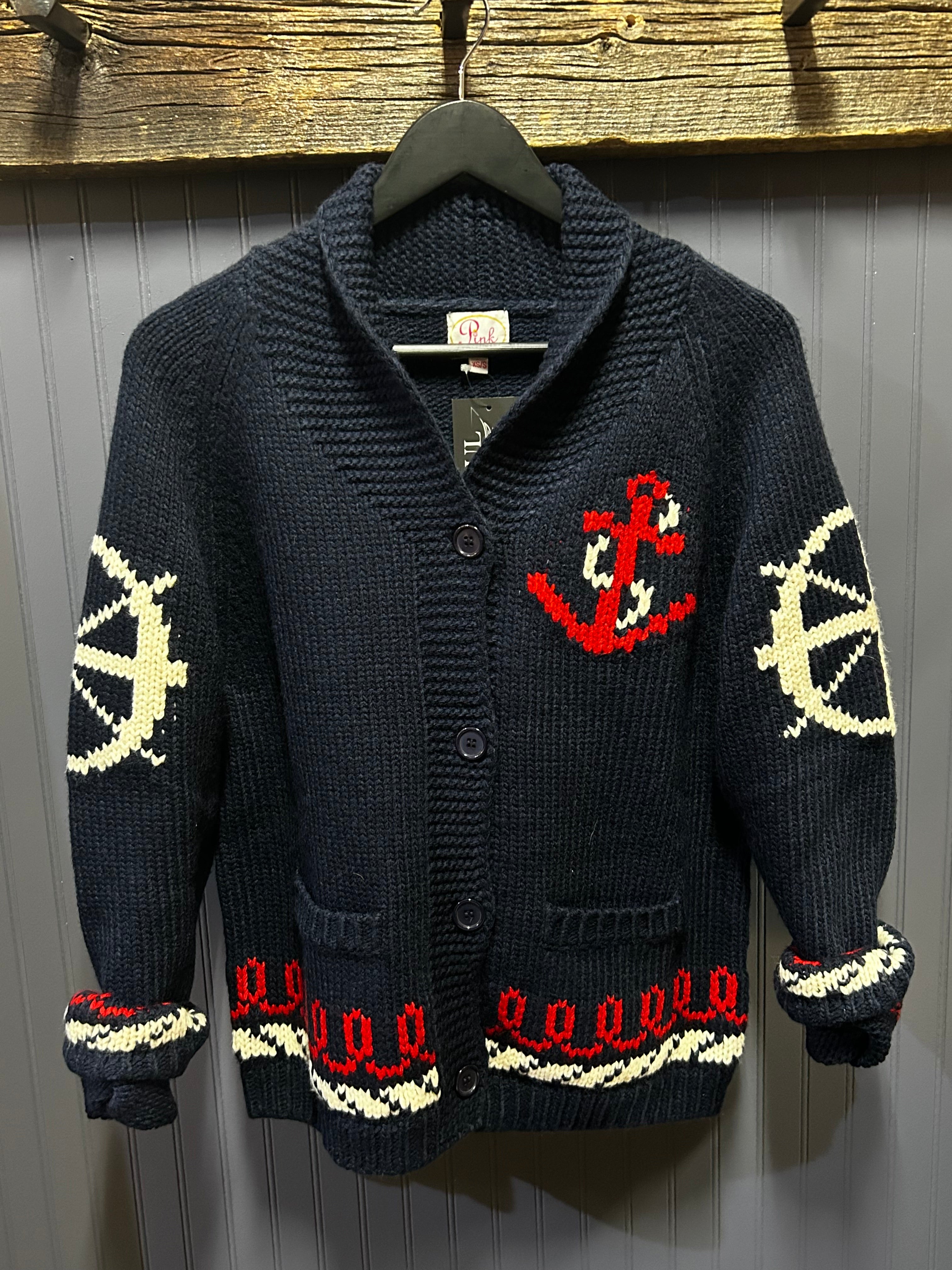 Varsity Chunky Sailboat Cardigan navy base front