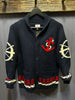 Varsity Chunky Sailboat Cardigan navy base front
