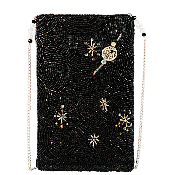 Holidaze Silver and Black Beaded Crossbody Phone Bag back