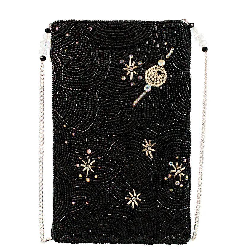 Holidaze Silver and Black Beaded Crossbody Phone Bag back
