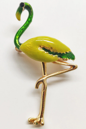 Flamingo Pin Mustard Green