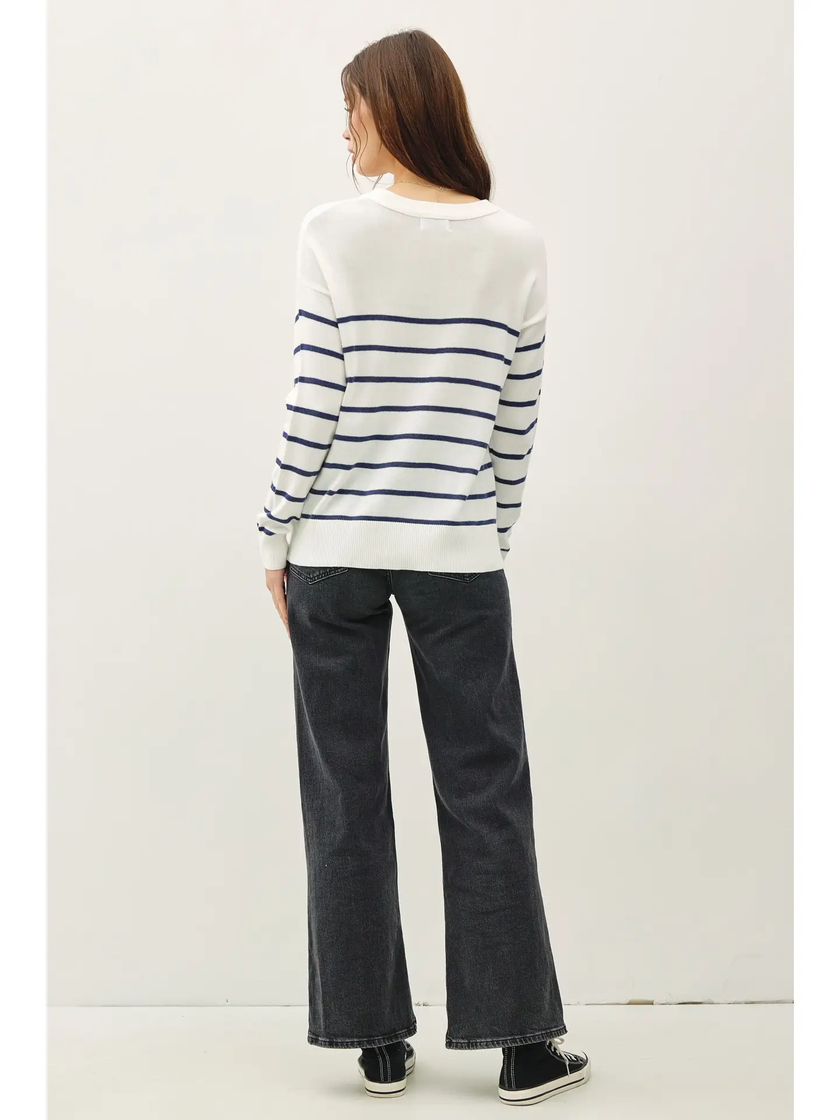 Lightweight Striped Sweater marine blue stripe back