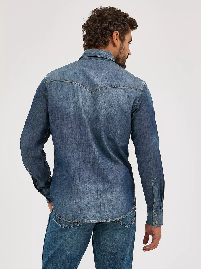 Mens Wrangler Retro Denim Shirt back