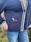 1983 Heseda Head Cardigan, navy/red/white-pocket detail