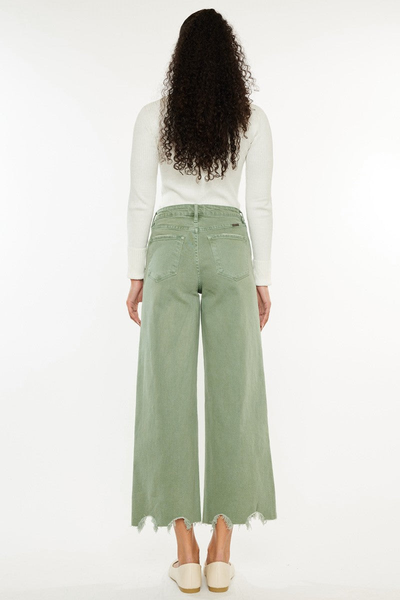 HIGH RISE CROPPED WIDE LEG Olive back