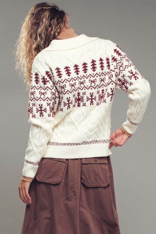 Faire Ilse Toggle Knit Cardigan cream back