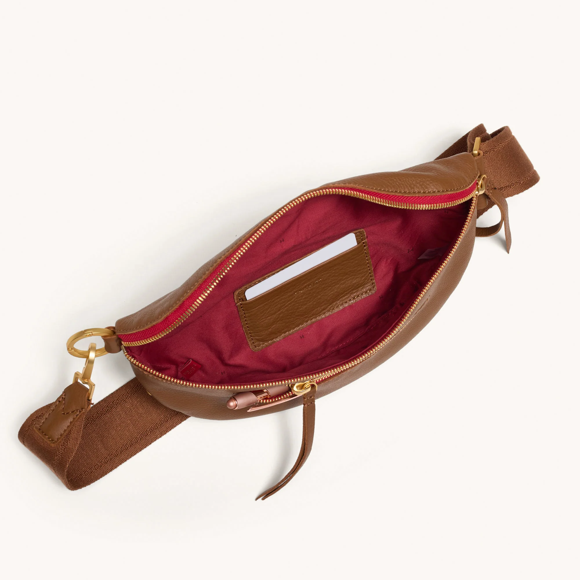*Charles Crossbody Med-Mahogany Pebble top/inside
