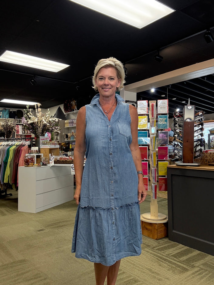 Allie Denim Tie Dress Vintage Wash front