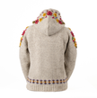 Wildflower Wool Zip Hoodie Sweater – Embroidered light natural back