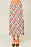 Norma Plaid Midi Skirt, blue/brown-front