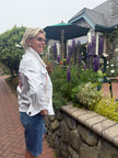 White Denim Beaded Flag Jacket